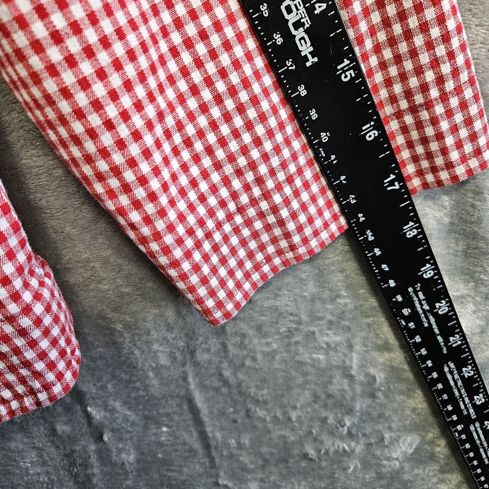 Red Checkered Button-Up Shirt - image 7